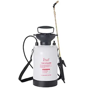 ITISLL 1.3Gallon Garden Pump Sprayer Portable Yard & Lawn Sprayer with Telescopic Brass Wand Pressure Relief Valve and Shoulder Strap for Weeds Plants (5 liters)
