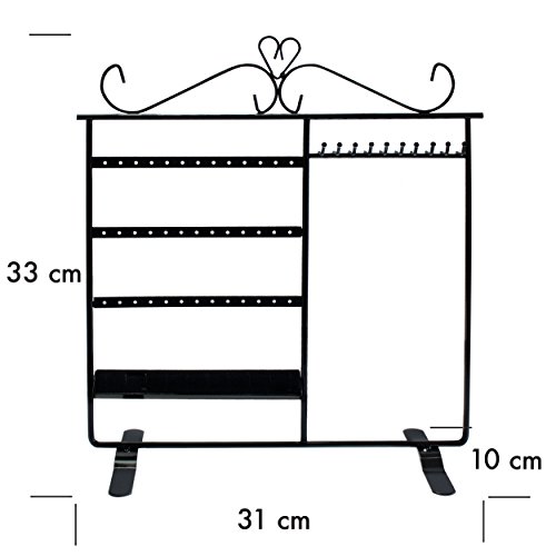 VENKON – Design Schmuckständer Ohrringhalter Kettenhalter Ringhalter Schmuckorganizer aus Metall – schwarz – 34 x 32 cm - 3