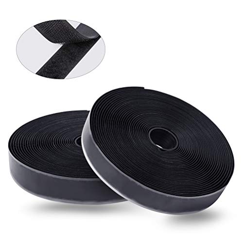 Honyear Cinta de Velcro autoadhesiva, 8 m, extrafuerte, Adhesivo de Doble Cara con Cierre de Velcro, 20 mm de Ancho, Almohadilla autoadhesiva y Cinta de Gancho (Negro)