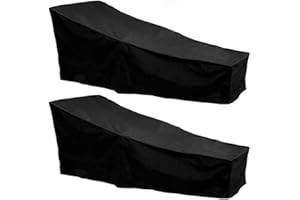 YOUR'S BATH 2Pcs Outdoor Sunbed Cover Anti-UV Sun Lounger Covers Waterproof Garden Rattan Patio Furniture Protector Black 2.08m X 0.76m X 0.41-0.79m/6.82ft X 2.49ft X 1.34-2.59ft