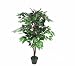 Produktbild PASAMO 06798 Ficus Benjamini Birkenfeige, Grüne Feigenbaum, Echtholzstamm, Kunstpflanze 130cm