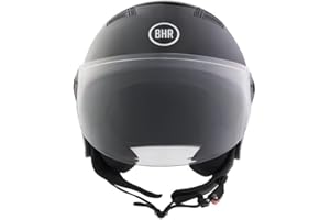 BHR Casco Demi-Jet 834 FLOW - Casco Scooter Estivo Omologato ECE 22.06 con 16 Fori di Aerazione - Visiera Antigraffio e Sgancio Micrometrico