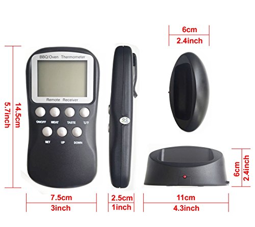 Peralng® Grillthermometer BBQ Thermometer Neue Drahtlose Fernbedienung Elektronische Grill Pizza Pfannenpizza Kuchen Gugelhupf Törtchen Wärmemesser Fleisch Küche Lebensmittel Thermometer (Black) - 6