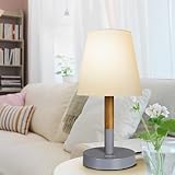 Tomons Nachttischlampe/ Bettschrank Stofflampenschirm Schreibtischlampe/ Massivholzlampe für Schlafzimmer, Wohnzimmer, Wohnheim, Kaffeetisch- grau - 6