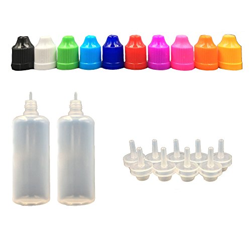 50 Pack x 100ml LDPE Plastikware Leere Squeezable Dropper Flaschen mit Spitzen Abdeckung Bottles ( Flaschen + Mischfarbe Abdeckung + Spitzen )