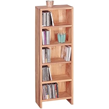 WOHNLING CD Regal Massivholz Akazie Standregal 90 cm hoch CD