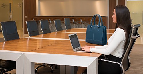 Su.B 15.6” 14” professionelle Design Damen Laptoptasche, echtes Leder – Made in Italy (Teal Blau) - 6