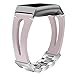 Produktbild samLIKE Armband Kompatibel mit Fitbit Charge 3 für Herren und Damen Edelstahl Ersatzarmband Leder Sportarmband Aushöhlen Design Einstellbar Band, 4 Farben 165MM(S) (Rosa)