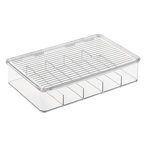 mDesign Aufbewahrungsbox für Bastelbedarf – toller Bastel Organizer mit 5 Fächern – perfekt für Bastelmaterial, wie Glasperlen, Moosgummi und Stoffbänder – durchsichtig - 7