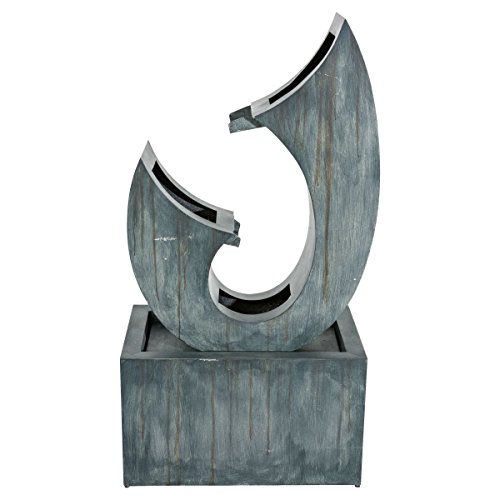 miaVILLA Gartenbrunnen Brunnen Delta LED Beleuchtet Metall Grau