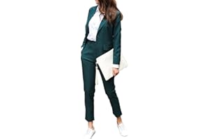 Minetom Tailleur Femme 2 Pièces Elegant Slim Fit Blazer Veste Formel Entreprise Bureau Travail Tailleur Pantalon Costumes Ensemble