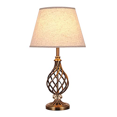 Preisvergleich Produktbild POOPFIY 14-Zoll Jane-European Tischlampe, Leinenschirm, hohler schmiedeeiserner Körper, E27, Höhe 64 cm (ohne Glühbirne) 2PCS