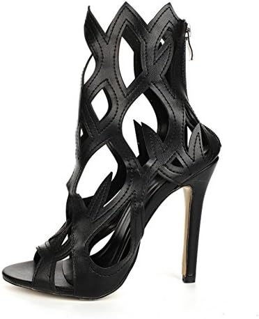 women sandals high heels hollow leather waterproof platform casual open toe pumps wedding stage party nightclub shoes . black . 43