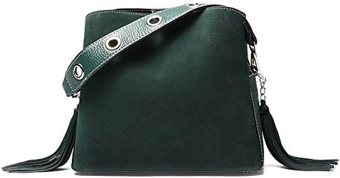 MuLier Women Handbags Top-Handle Fashion Hobo Tote Bags Matte Genuine Leather Shoulder Satchel Bags with Tassles (Dark-green)