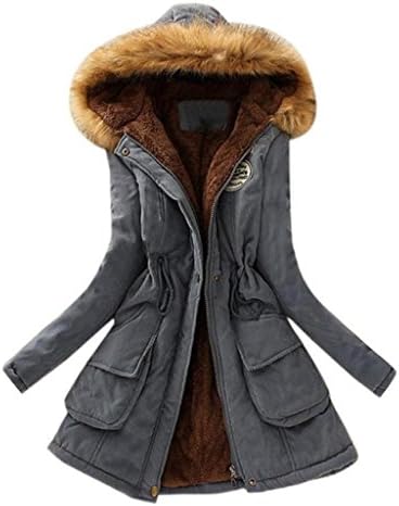 Bestop Women Winter Hoodies OverCoat Faux Fur Parka Casual Fashion Coat Jacket Plus Size 8-20 (M, Gray)