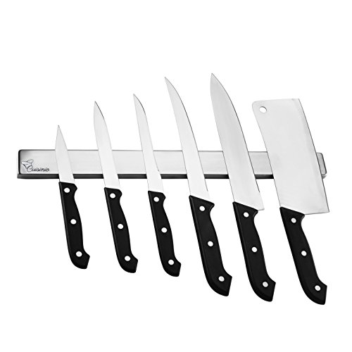 Premium Messerhalter magnetisch | Cuisino | Magnetleiste Edelstahl - 40 cm - Küchenleiste | Messerleiste | Magnetschiene Werkzeug | Messer-Magnetstreifen, rostfrei - mit Befestigungsmaterial