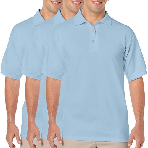 3 Pack Gildan Dry Blend Mens Polo Shirts Workwear Wholesale Plain Clothing All Colours and Sizes (Small Mens 34-36 Inch Chest, 3 x Light Blue)