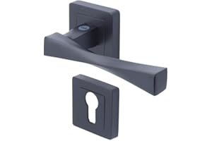 YALE SECURITY YPP7-V-PE Poignée de porte carré de 7 noir Yale - Modèle Verona - passage de cylindre euro