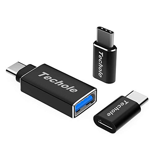 Techole [3pcs] Adaptateur USB C vers USB 3.1+ 2* USB C vers Micro USB, OTG Connecteur en Alliage Al USB C pour MacBook,Samsung S9 S8 Note 8 A5 A3 Huawei P20 P10 P9 LG g5 g6 Nexus 5X 6 HTC U11 etc