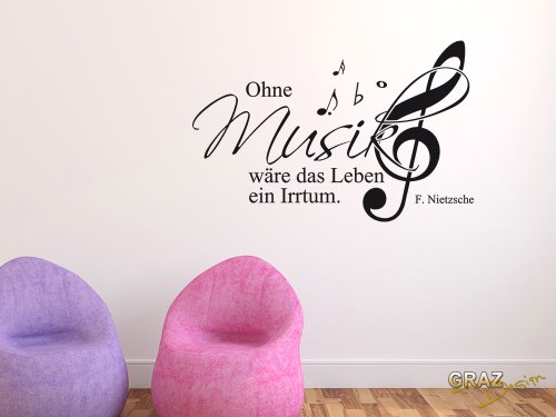 Graz Design 600078_57_070 Wandtattoo Wandaufkleber Musik Noten Zitat Ohne Musik wäre das Leben ein Irrtum - 2