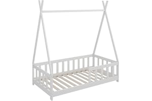 OSKAR-STORE Oskar Store Tipi bed "Susanna", White, 166 x 86 cm with fall-out protection