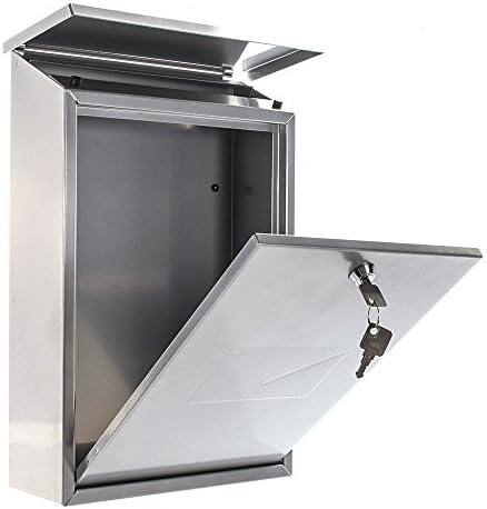 Dynasty Quality Steel Mail Post Box : Stainless Steel : Lockable : Fixings Included : 25 x 40 x 10cm