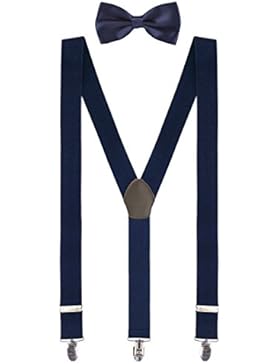 Herren Basic Y-Form Hosenträger 3 Stabile Clips Hochelastisch Längenverstellbar - Breite 3,5cm Länge 110cm Einfarbig