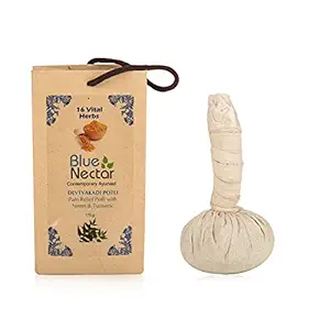 Blue Nectar Ayurvedic Herbal Compress Potli with Neem & Turmeric | Natural Pain Relief Ingredients for Joint Pain, Body Pain, Legs Pain and Back Pain Relief 175g