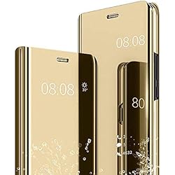 JEPER Funda Compatible con Galaxy S7 Edge Espejo PC Flip 360° Protectora Ultra Delgado Choque Absorción Anti-Arañazos Case Carcasa para Galaxy S7 Edge Caso Estuche Cover (Galaxy S7 Edge, dorado)