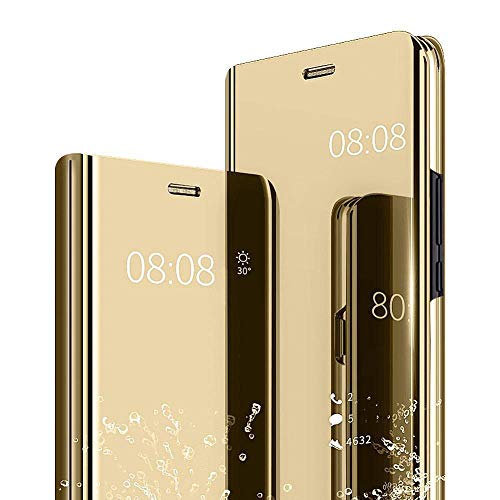 JEPER Funda Compatible con Galaxy S7 Edge Espejo PC Flip 360° Protectora Ultra Delgado Choque Absorción Anti-Arañazos Case Carcasa para Galaxy S7 Edge Caso Estuche Cover (Galaxy S7 Edge, dorado)