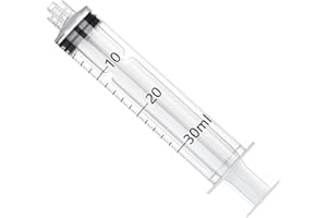 SKYPRO 1 paquete de jeringas Luer Lock de 30 ml, jeringas de plástico de 30 ml con punta Luer Lock sin aguja para laboratorio científico