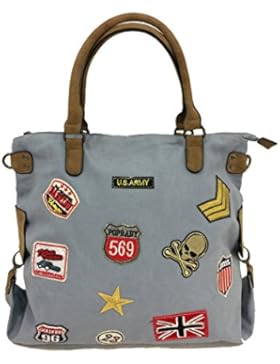 fashion&DU PATCHES STERN Handtasche Schultertasche bag Umhängetasche Tragetasche US star groß