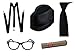 Produktbild thematys Al Capone Mafia Gangster Hut + Krawatte + Hosenträger + Zigarre + Brille - 20er Jahre Kostüm-Set für Damen & Herren - perfekt für Fasching & Karneval (Schwarz)