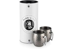 Buddy´s Bar - Tazza Moscow Mule da 500 ml, in acciaio inox di alta qualità, per alimenti, effetto martellato, con confezione regalo, in acciaio inox anticato, set da 2