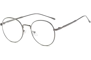 FLYDO Metall Frame Retro Glasrahmen-Ebenenspiegel Dekobrille Klassisches Rund Rahmen Glasses Klare Linse Brille