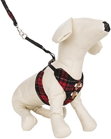 CueCue Pet Non-Pull Soft Padded Dog Cat Chest Safety Harness (Red Plaid)