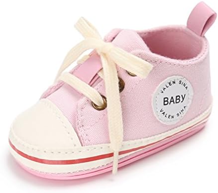 anbiwangluo Lovely Canvas Baby Sneaker Antiskid Soft Cute Trainer Shoes For 0-18M Baby (S:0~6 Month, Pink)