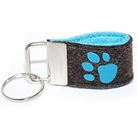 Mini Schlüsselanhänger aus Wollfilz mit Pfote braun/ türkis