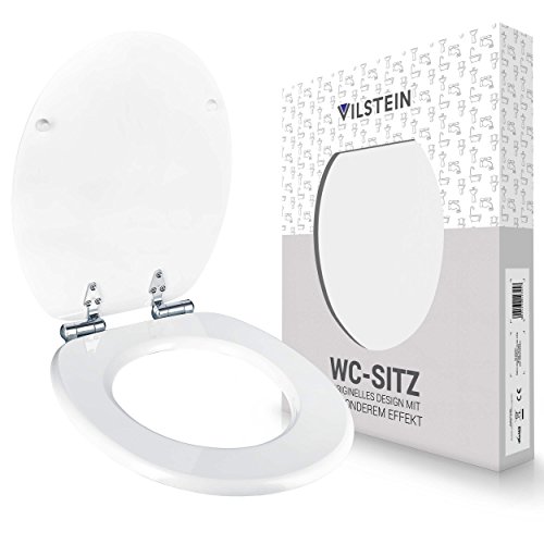 VILSTEIN© WC-Sitz und Toilettendeckel mit Absenkautomatik, Antibakteriell, Stabile Metall-Scharniere verchromt und rostfrei, hochwertige und stabile Qualität aus MDF Holz, WC Deckel, Weiß - 4