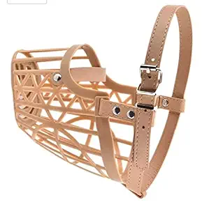 MUNCHOS Adjustable High Quality Muzzle cum Mouth Cover / Basket Cage Collar for Dog For Extra Care - Large