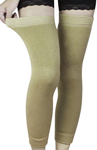1 Pair Plain Medical Grade Over Knee Sleeve Long and Non Slip Leg Compression Sleeves Soft Warm Knee Thigh Shin Calf Brace Support Leg Warmer for Women Men Arthritis 40cm Long, Skin Colour