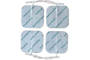 Healthcare World – Électrodes TENS autocollantes 5x5 cm (4 pièces) | Patches réutilisables compatibles avec appareils Neurotrac, Tenscare, Auvon, Elle TENS et EMS