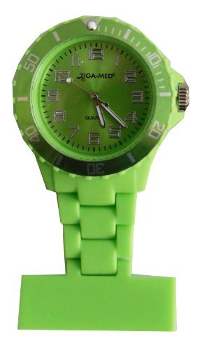 Schwesternuhr Trend Design Silikon Grn 1 Stck Schwesternuhren mit Nadel Kitteluhr Krankenschwesteruhr Tiga-Med