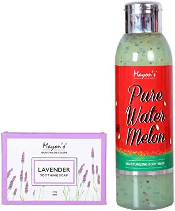 Mayons Pharma Pure Watermelon Moisturizing Body Wash-250ml & Handmade Lavender soothing Soap-100gm