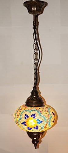New Turkish Lamp for Ceiling – A Ball of 18 cm Diameter x 65 cm Height – Goal and Crystals