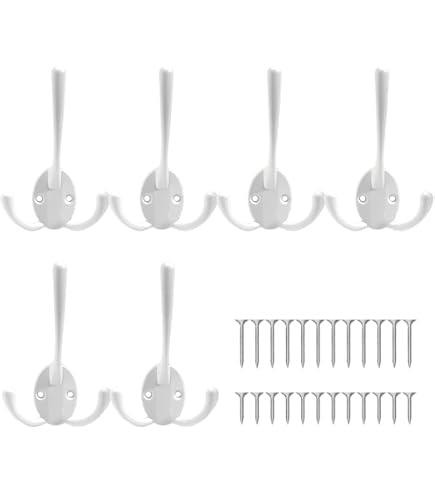 Produktbild von 5 Stück Doppelhaken Aluminium Weiß - Garderobenhaken 130x70x95mm Mit Befestigung