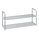 Relaxdays Schuhregal HBT: ca 45 x 90 x 30 cm Schuhschrank aus pulverbeschichtetem Metall mit 2 Ablagen als Schuhkommode und Schuhaufbewahrung beliebig erweiterbar Schuhablage für 8 Paar Schuhe, silber - 3