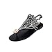 Produktbild Damen Sommer Flach Sandalen DOLDOA Frauen Bohemian Strass Sandals Sommerschuhe Elastischen Strand Schuhe Zehentrenner Sandaletten Pantoffel Römersandalen Freizeitschuhe Zehensandalen (37, Schwarz - 1)