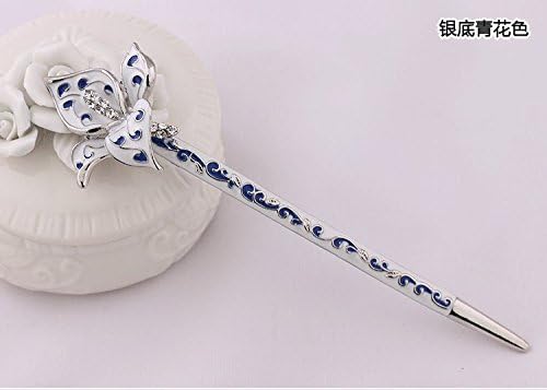 Meisi Hair 1Piece High Quality,6Colors Rhinestone Crystal Antique Hair Sticks, Hairpin,Chopsticks, Hair Pins , Hair accessory ,Wedding Hair Jewelry (white&amp;blue)