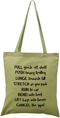 'Cancel the gym!' Light green cotton tote bag